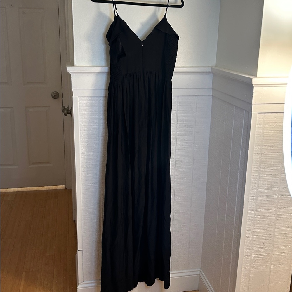 Amanda Uprichard Black Silk Ruffle Maxi Wedding Guest Dress size medium - Picture 5 of 9